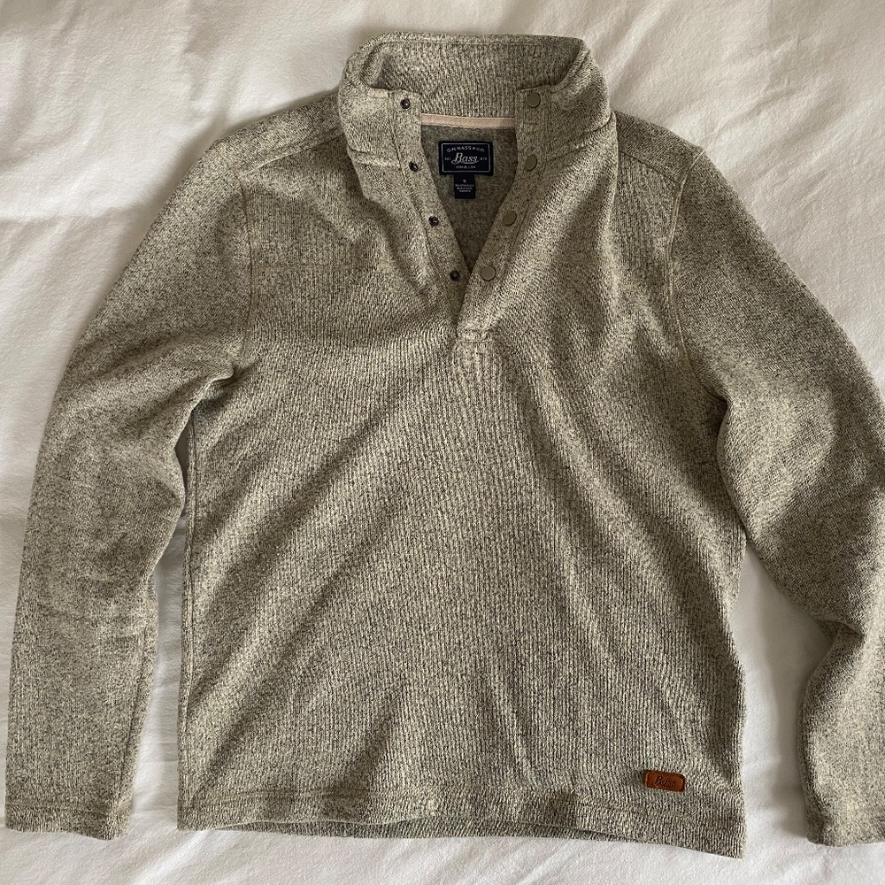 G.H. Bass & Co Pullover Button Up Sweater (Small) Oatmeal Cream Light Tan